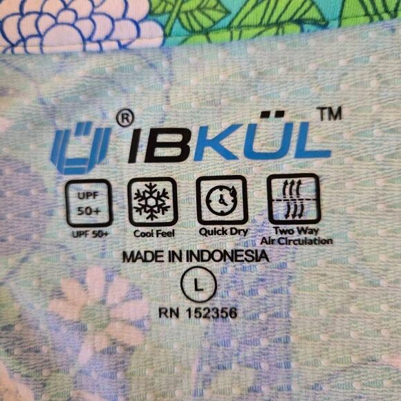 IBKUL Womens Athleisure Sun Protection Icefill Cooling Blue Print Long Sleeve Mo - Picture 3 of 10